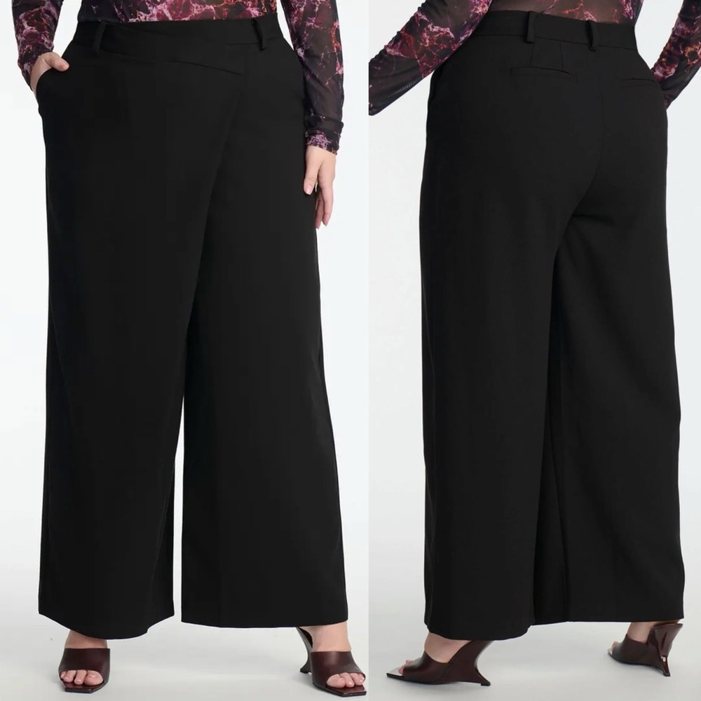 Eloquii Black Wide Straight-Leg Trousers